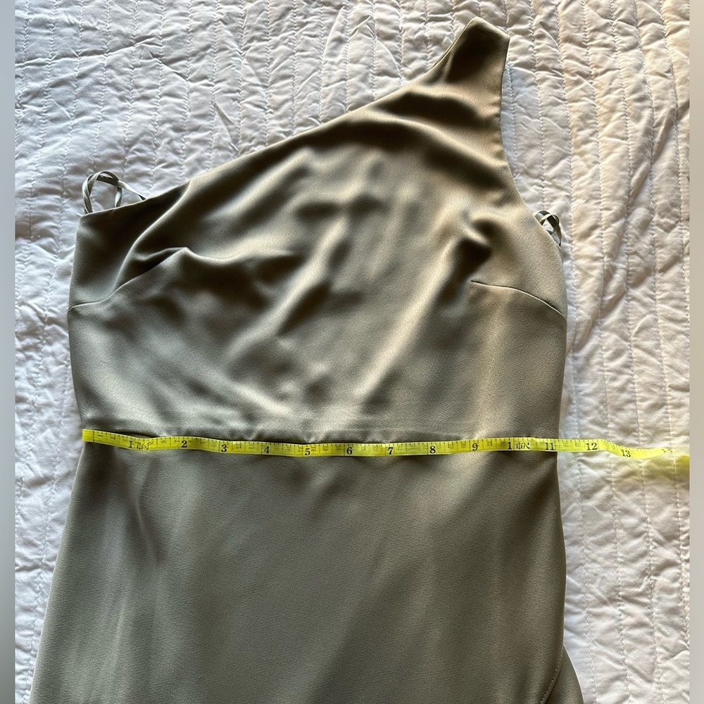 BHLDN One-Shoulder Sage Green Satin Gown - Picture 10 of 14